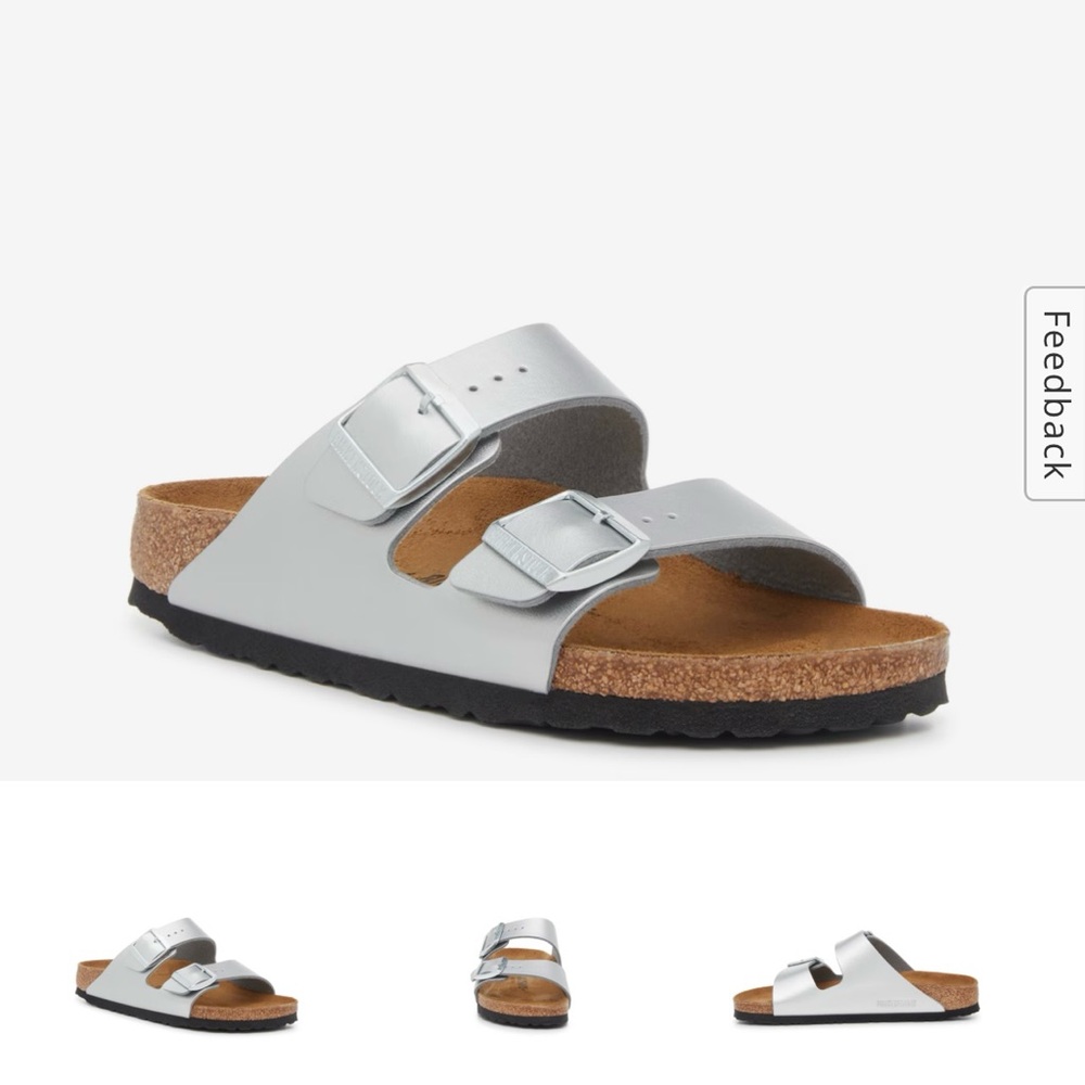 Birkenstock Arizona Two Strap Silver Size 40